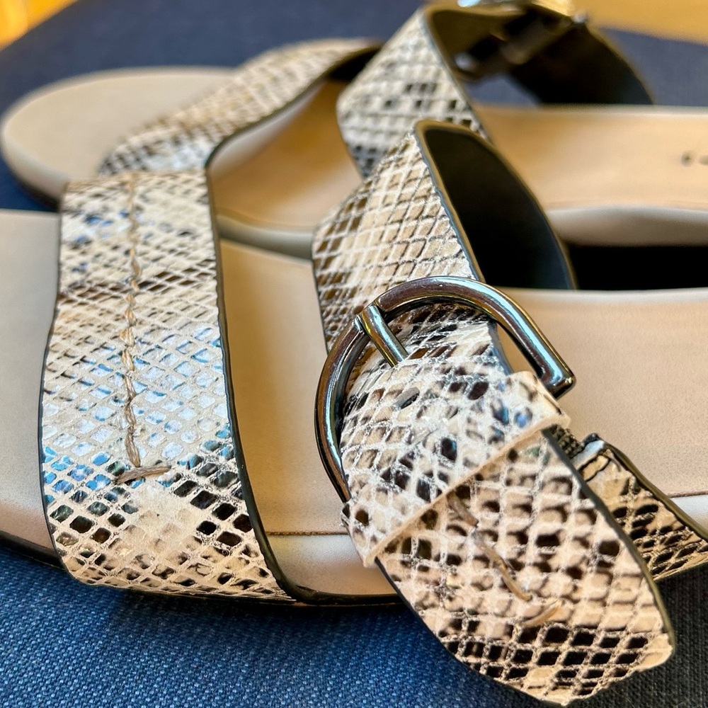 Naked Feet Zeke Snake Print Genuine Leather Strappy Sandals 10 - Picture 13 of 16